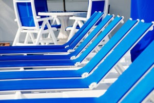 Sea Spray Inn. This is a picture of the lounge chairs lined-up.