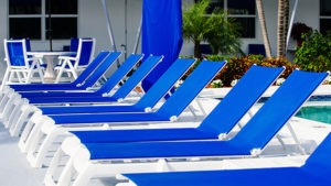 Sea Spray Inn. This is a picture of the lounge chairs lined-up.