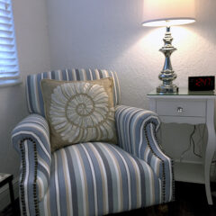 Sea Spray Inn. This is a picture of the pool-side ADA studio unit accent chair