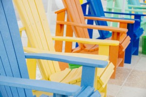 Sea Spray Inn. This is a closeup picture of colourful chairs at the Lauderdale by the Sea Square